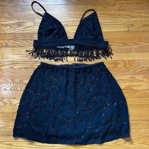 Oh Polly Sequin Black Two-Piece Set